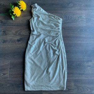 Metallic one shoulder dress